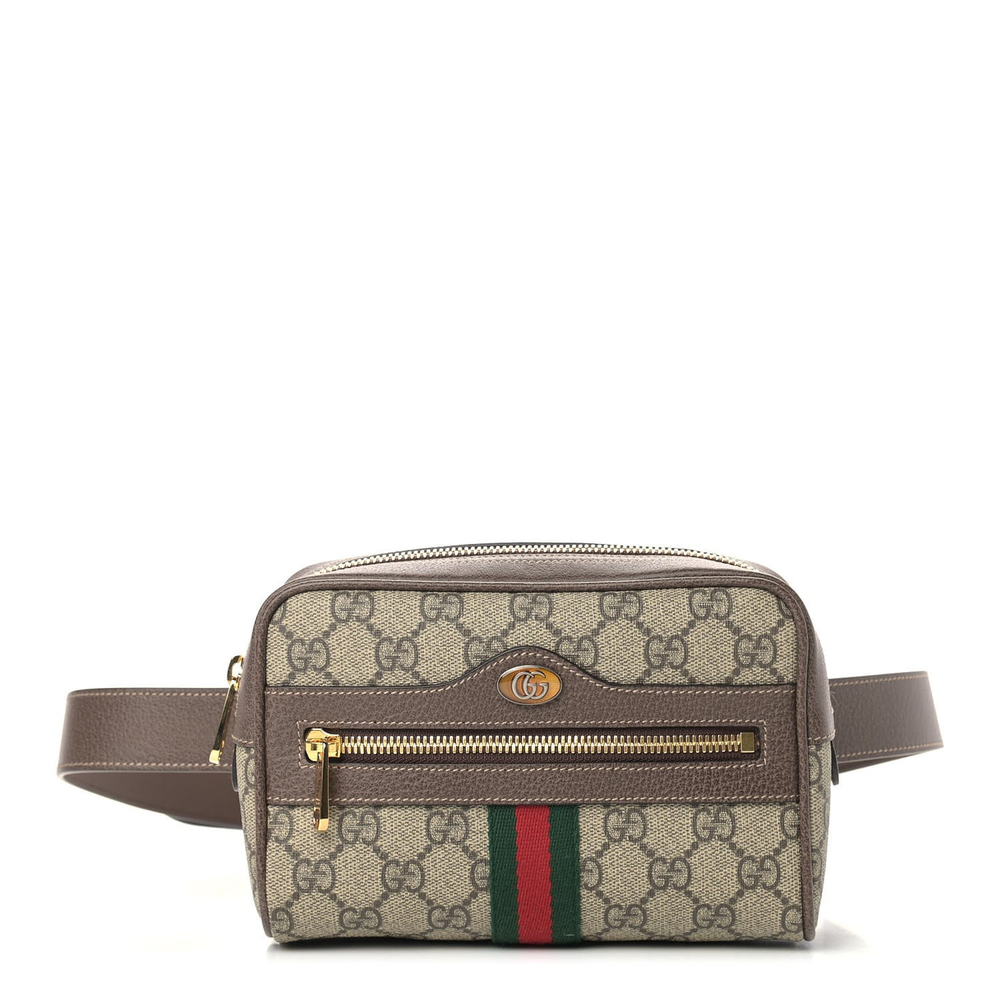 GG Supreme Monogram Web Small Ophidia Belt Bag 85 34 Dark Brown