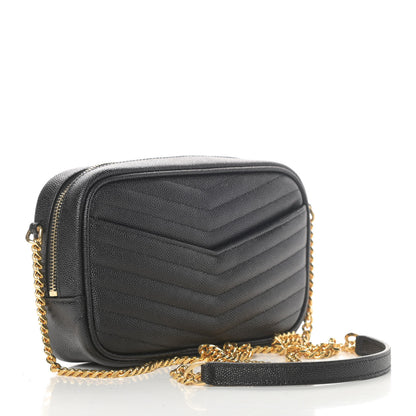 Saint Laurent Grain De Poudre Matelasse Monogram Mini Lou Camera Bag Black 3 of 11