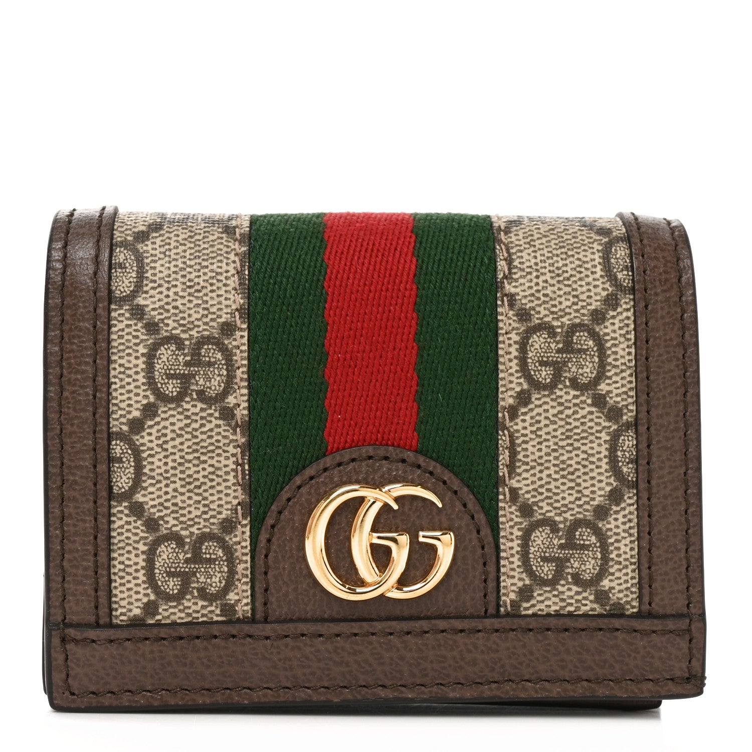 Gucci GG Supreme Monogram Web Ophidia Card Case Beige New Acero 1 of 7