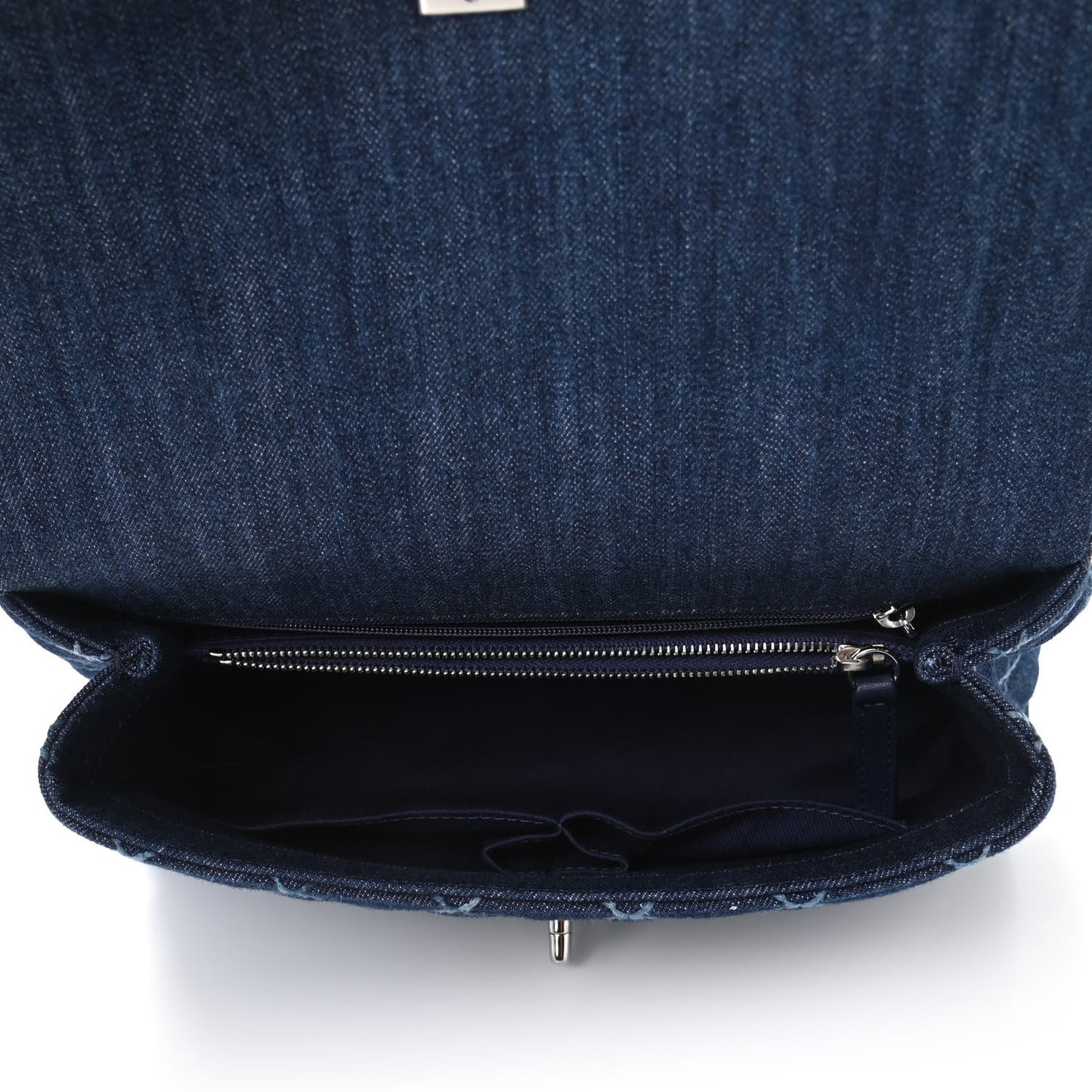 Denim Quilted Small Coco Handle Flap Blue