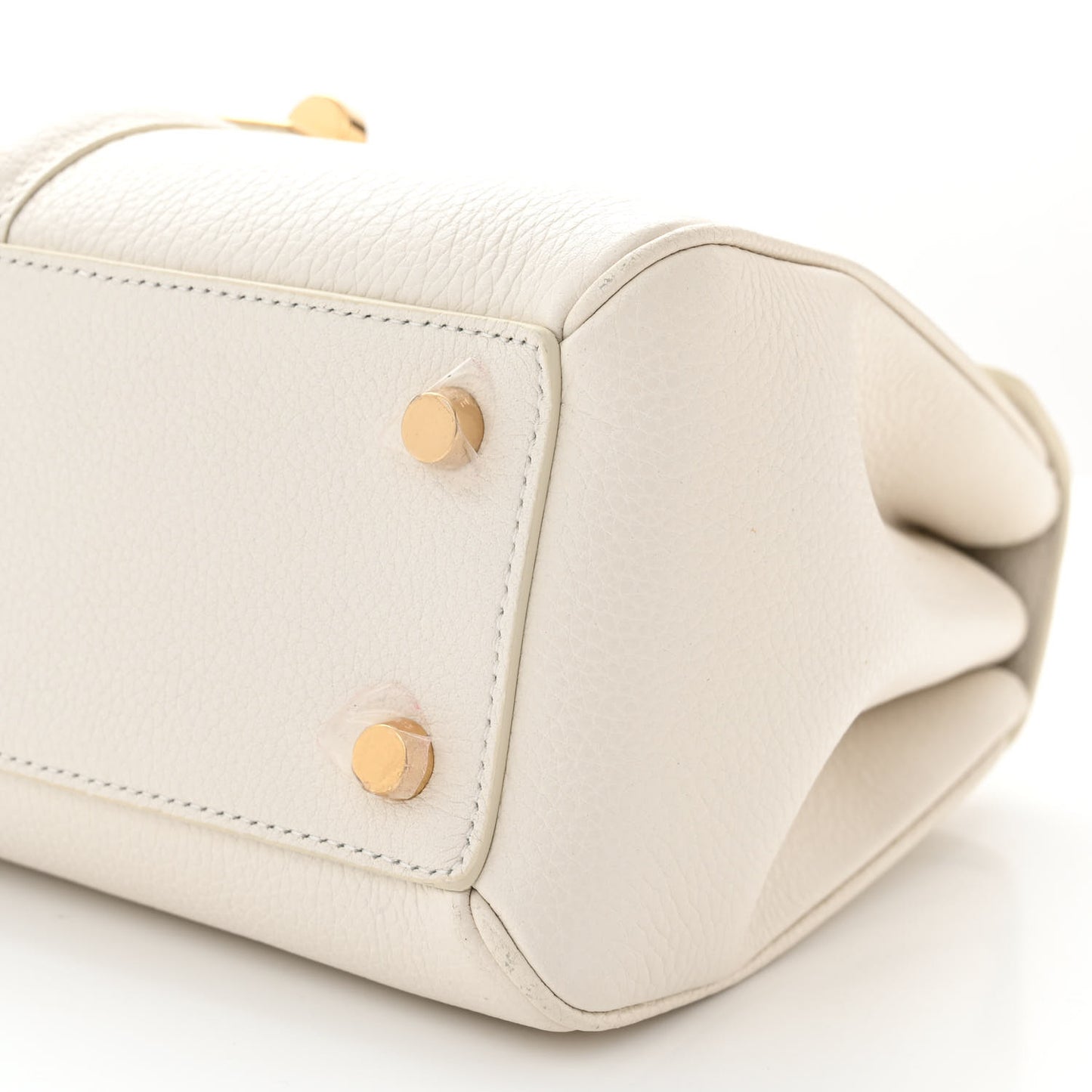 Grained Calfskin Small 16 Top Handle Bag White