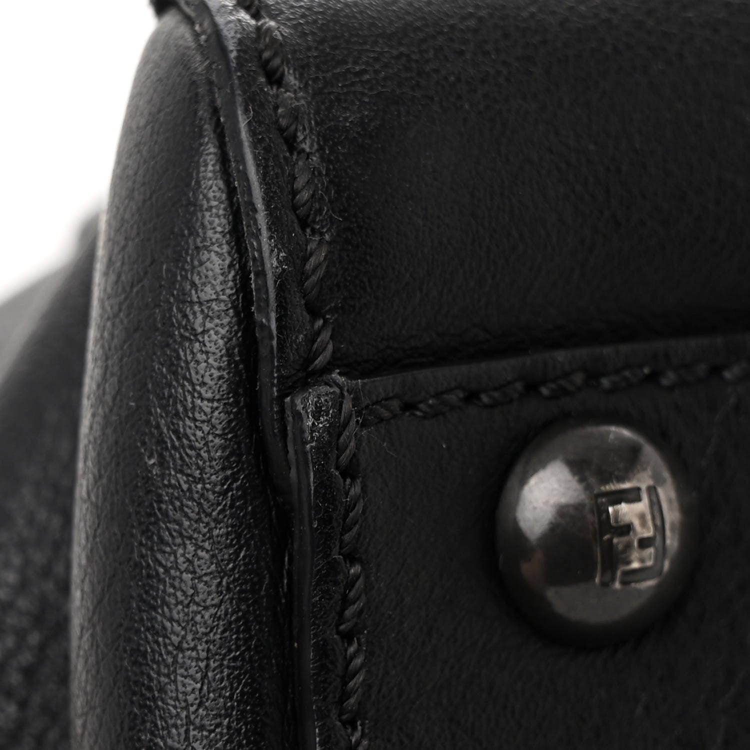 Fendi Vitello Seta Shiny Nappa Medium Peekaboo Iconic Satchel Black 14 of 15