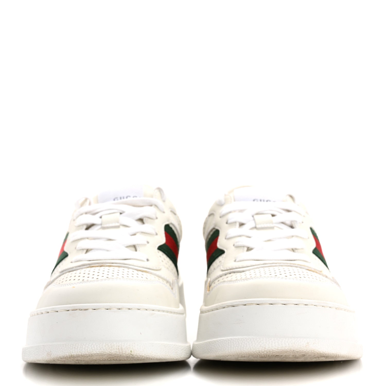 Gucci Calfskin Web Perforated Womens Platform 55mm Sneakers 40 White Bright Splash 3 of 18