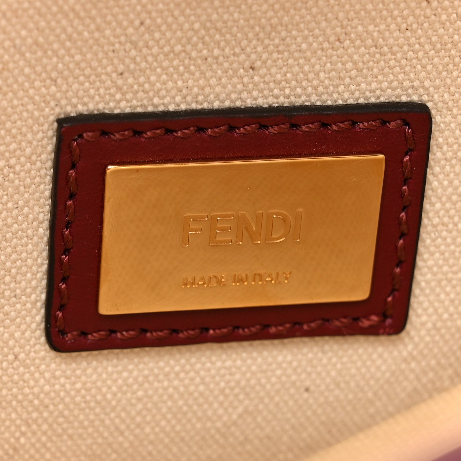 Fendi Canvas Calfskin Crocodile Embossed Medium Peekaboo Iconic Satchel Grezzo Barolo Bubblegum 7 of 17
