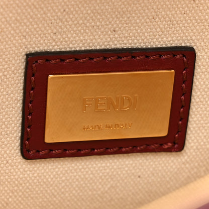 Fendi Canvas Calfskin Crocodile Embossed Medium Peekaboo Iconic Satchel Grezzo Barolo Bubblegum 7 of 17
