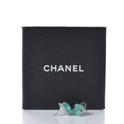 Chanel Resin Mini CC Earrings Light Green 6 of 6