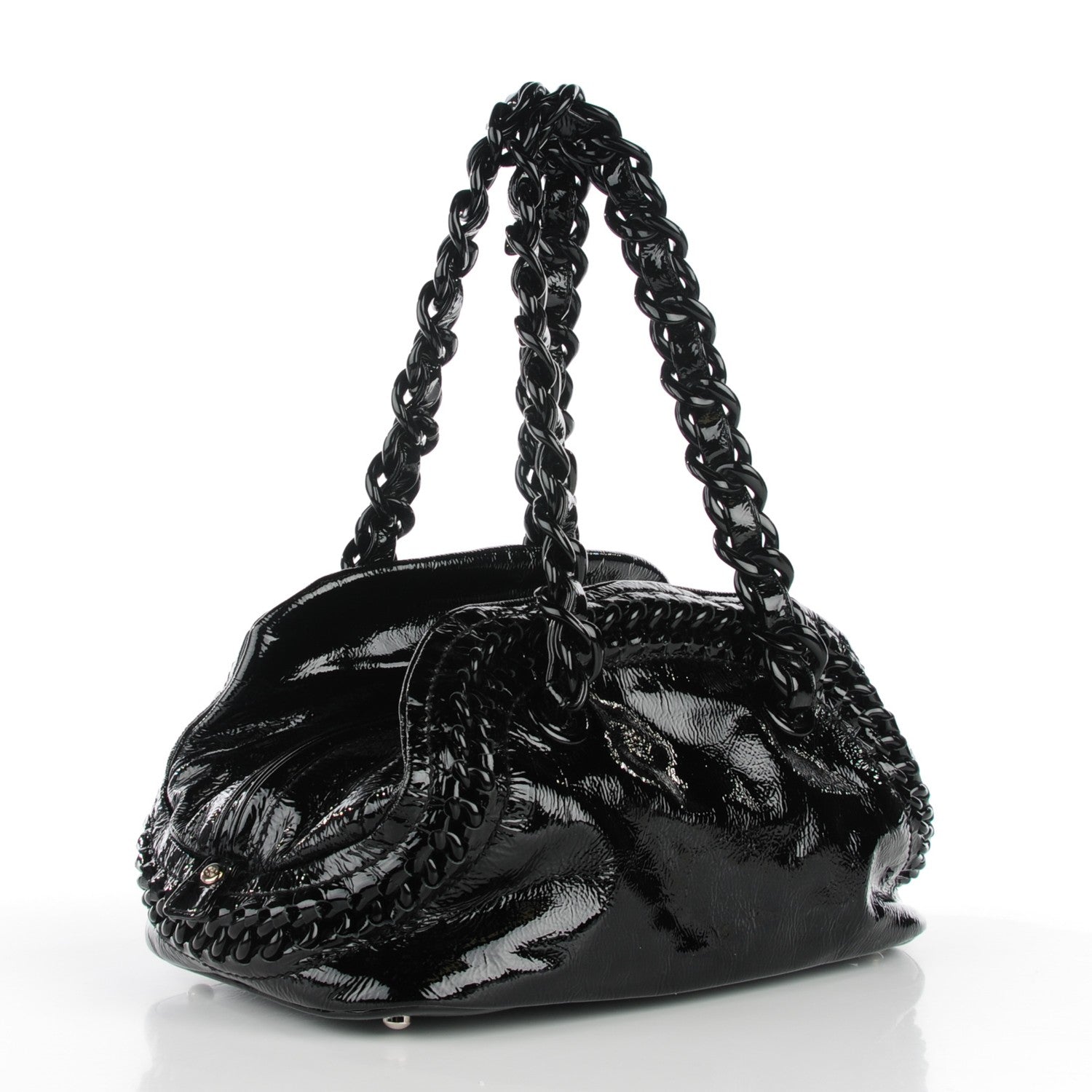 Chanel Patent Luxe Ligne Medium Bowler Black 3 of 7