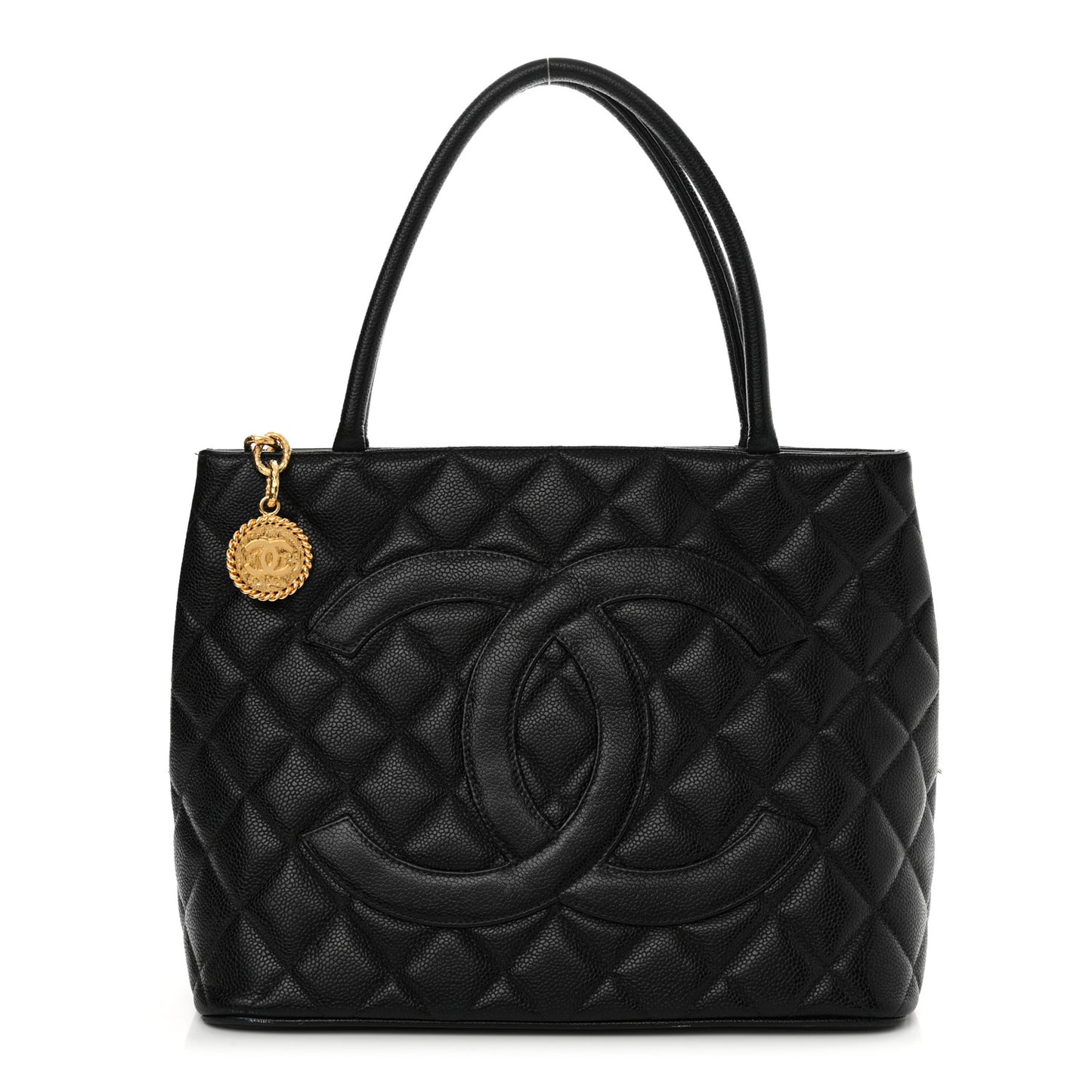 Caviar Quilted Medallion Tote Black