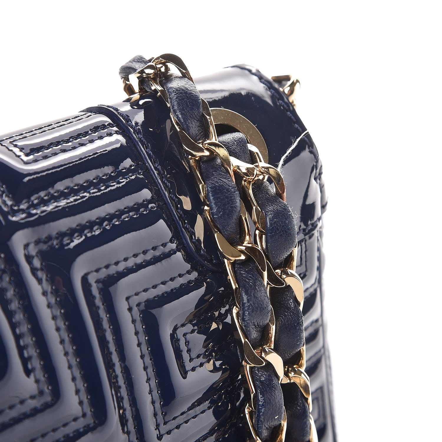 Versace Patent Borsa Couture Shoulder Bag Navy 13 of 13