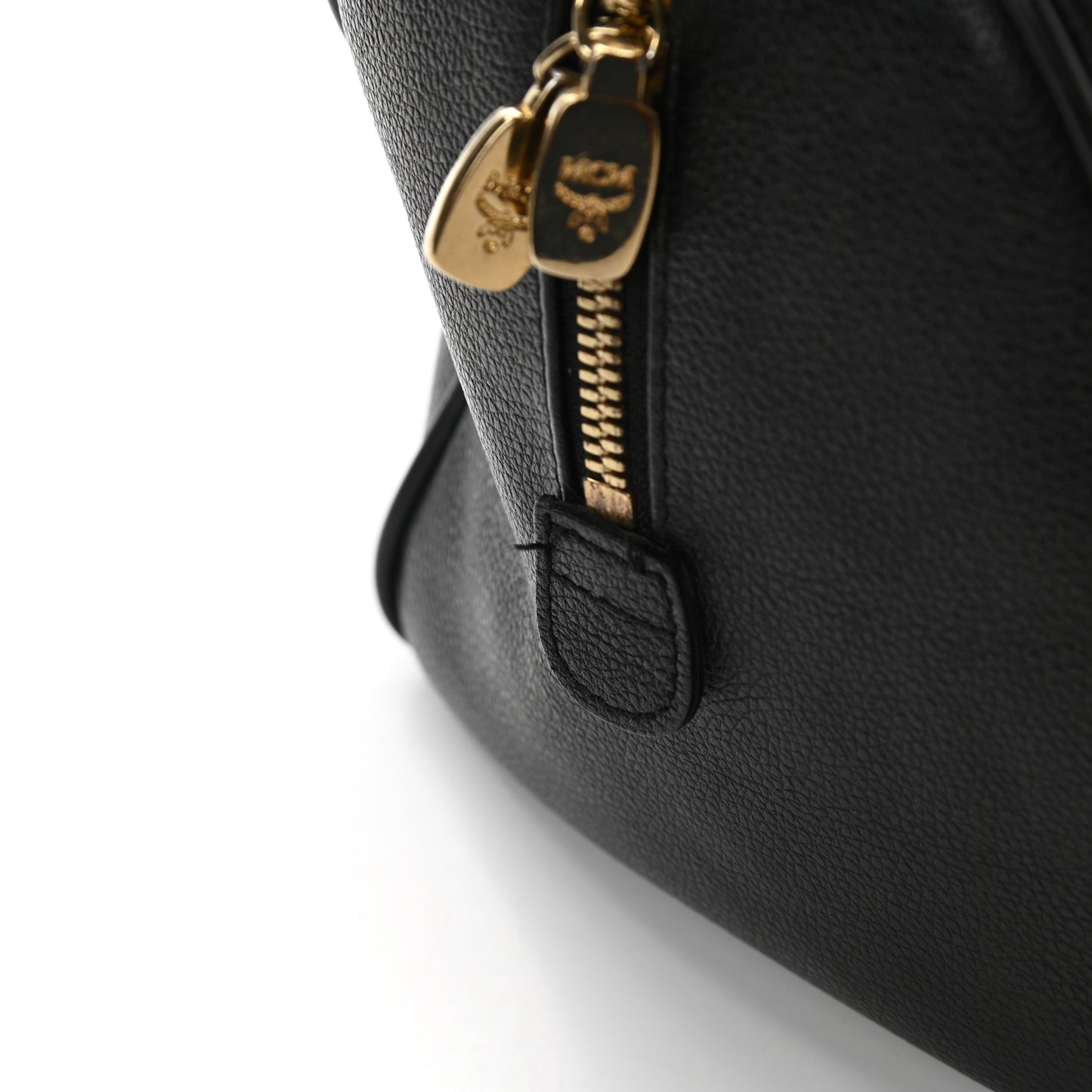 Grained Calfskin Studded Boston Bag Black