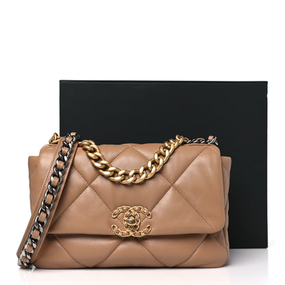 Chanel Lambskin Quilted Medium Chanel 19 Flap Brown 11 of 11