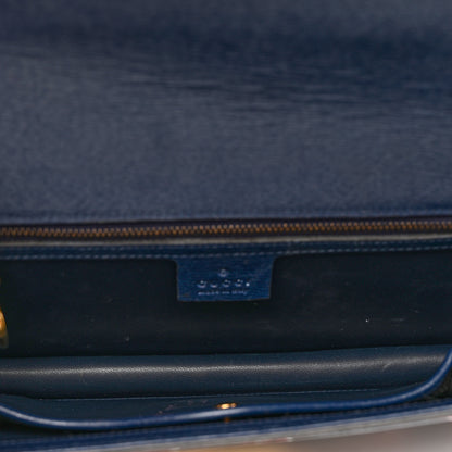 Gucci Textured Calfskin Heartbeat Print Clutch Blue 4 of 6