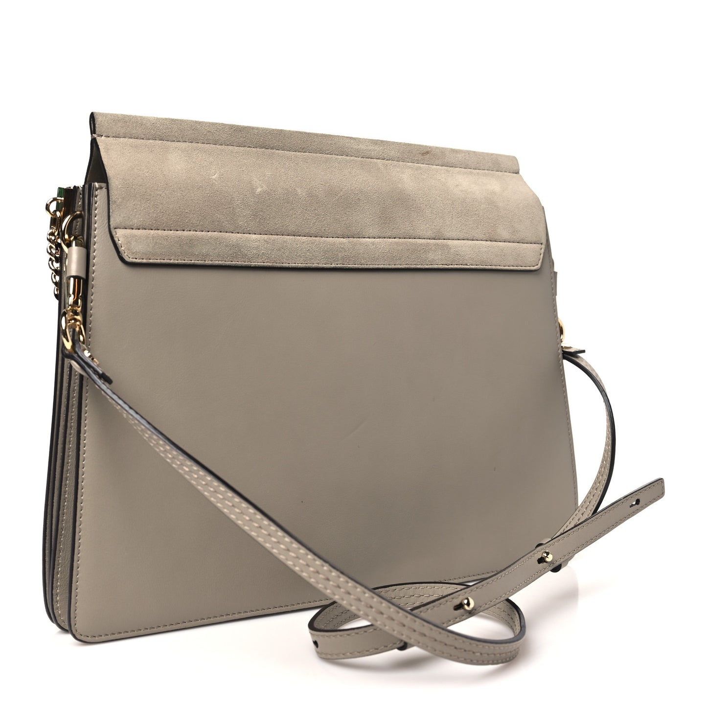 Calfskin Suede Medium Faye Shoulder Bag Motty Grey