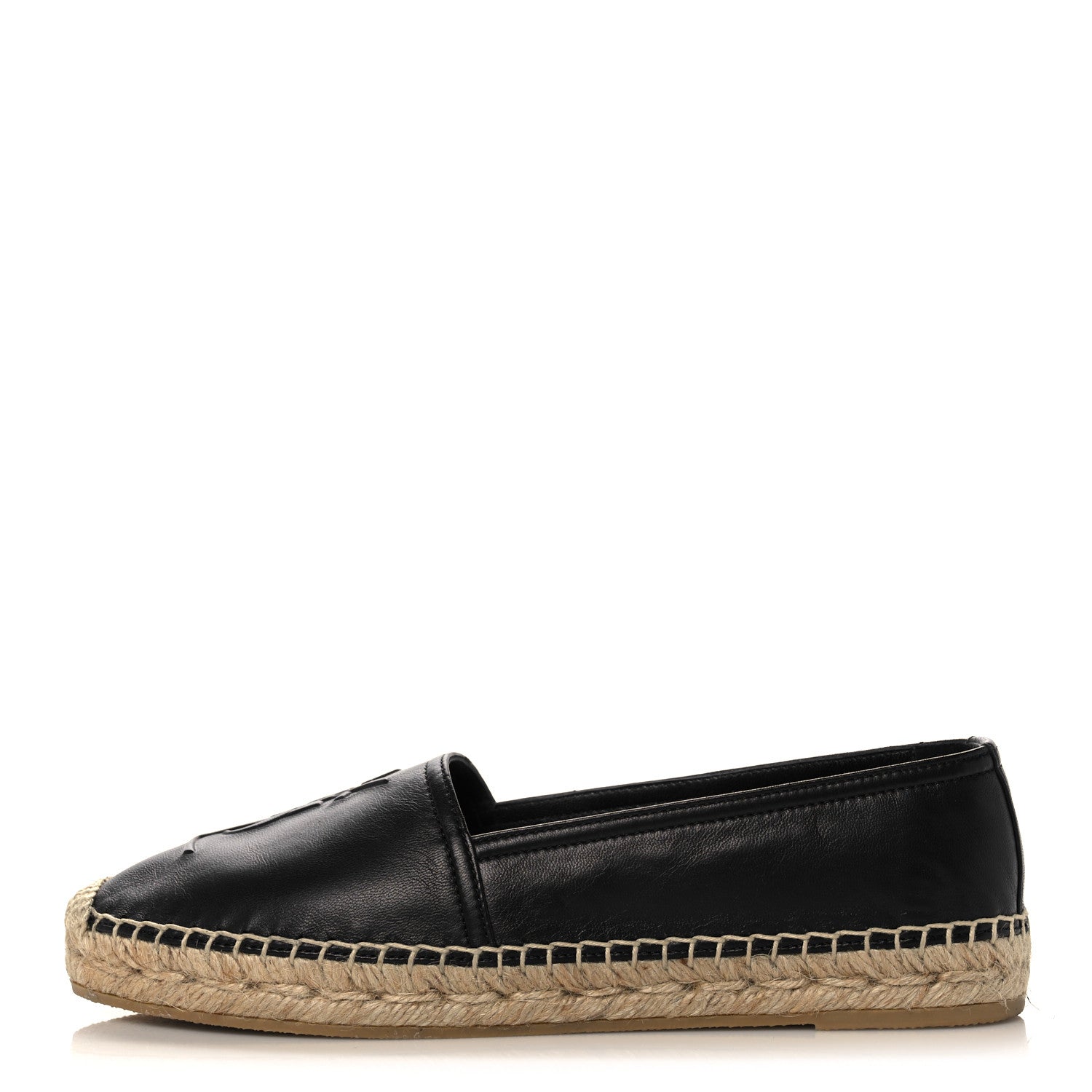 Saint Laurent Lambskin Monogram Espadrilles 37.5 Black 1 of 10