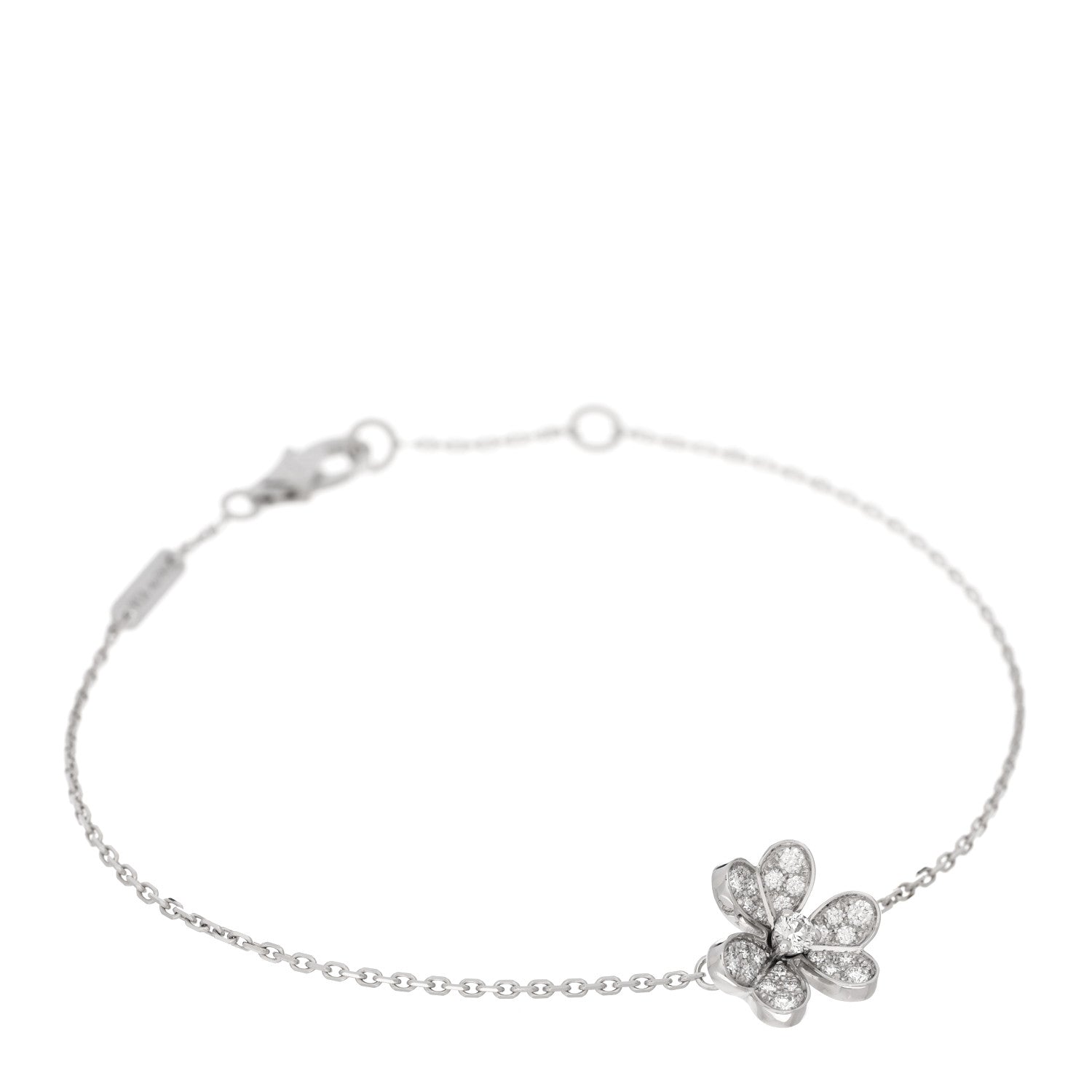 Van Cleef & Arpels 18K White Gold Diamond Mini Frivole Pave Bracelet 1 of 4