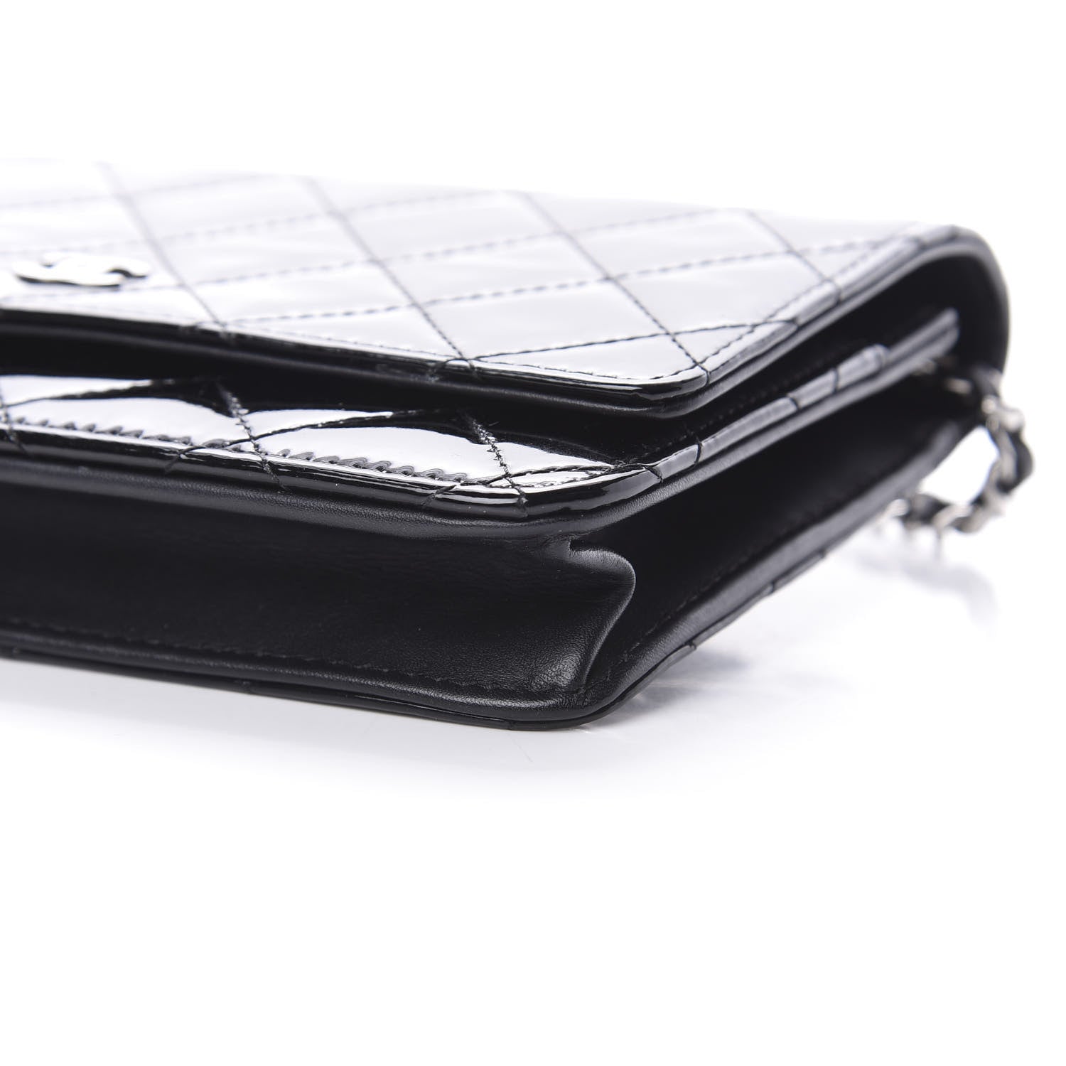Chanel Patent Quilted Wallet On Chain WOC Black 11 of 15