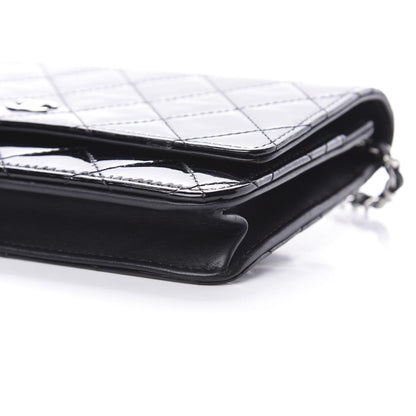 Chanel Patent Quilted Wallet On Chain WOC Black 11 of 15