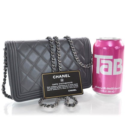 Chanel Lambskin Quilted Boy Wallet On Chain Grey 3 of 10