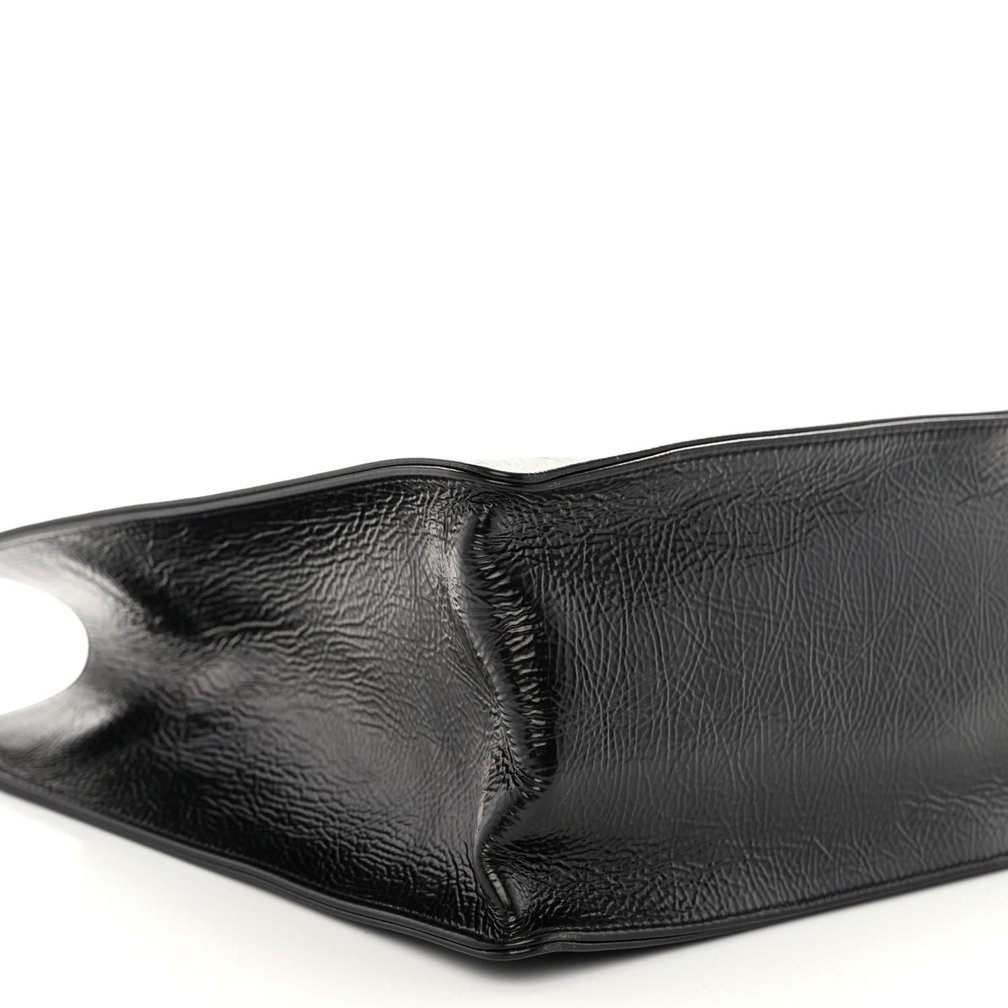 Shiny Aged Calfskin Shopping Bag Black