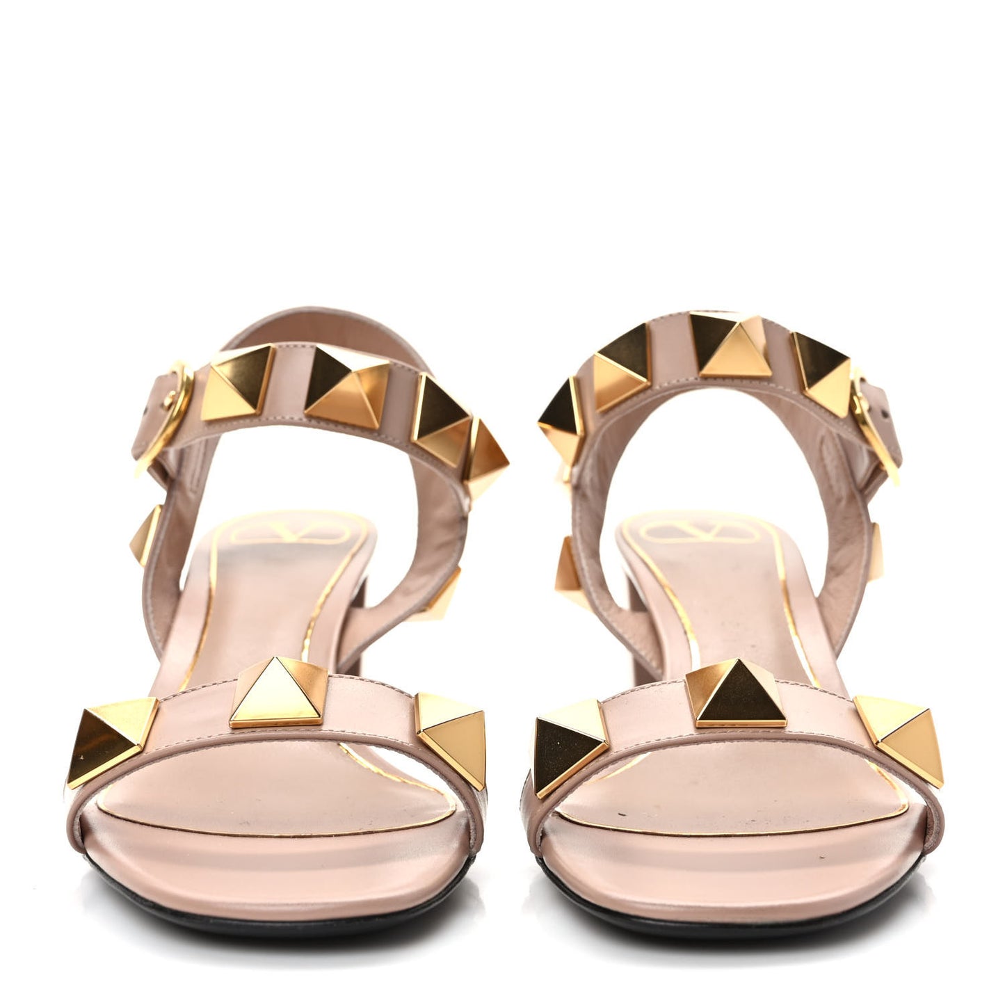 Calfskin Roman Stud 60mm Sandals 37.5 Rose Cannelle