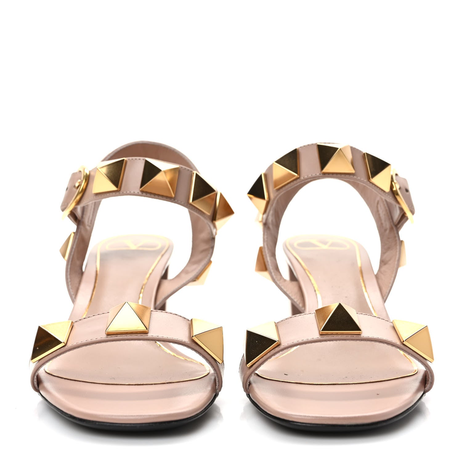 Valentino Garavani Calfskin Roman Stud 60mm Sandals 37.5 Rose Cannelle 2 of 9