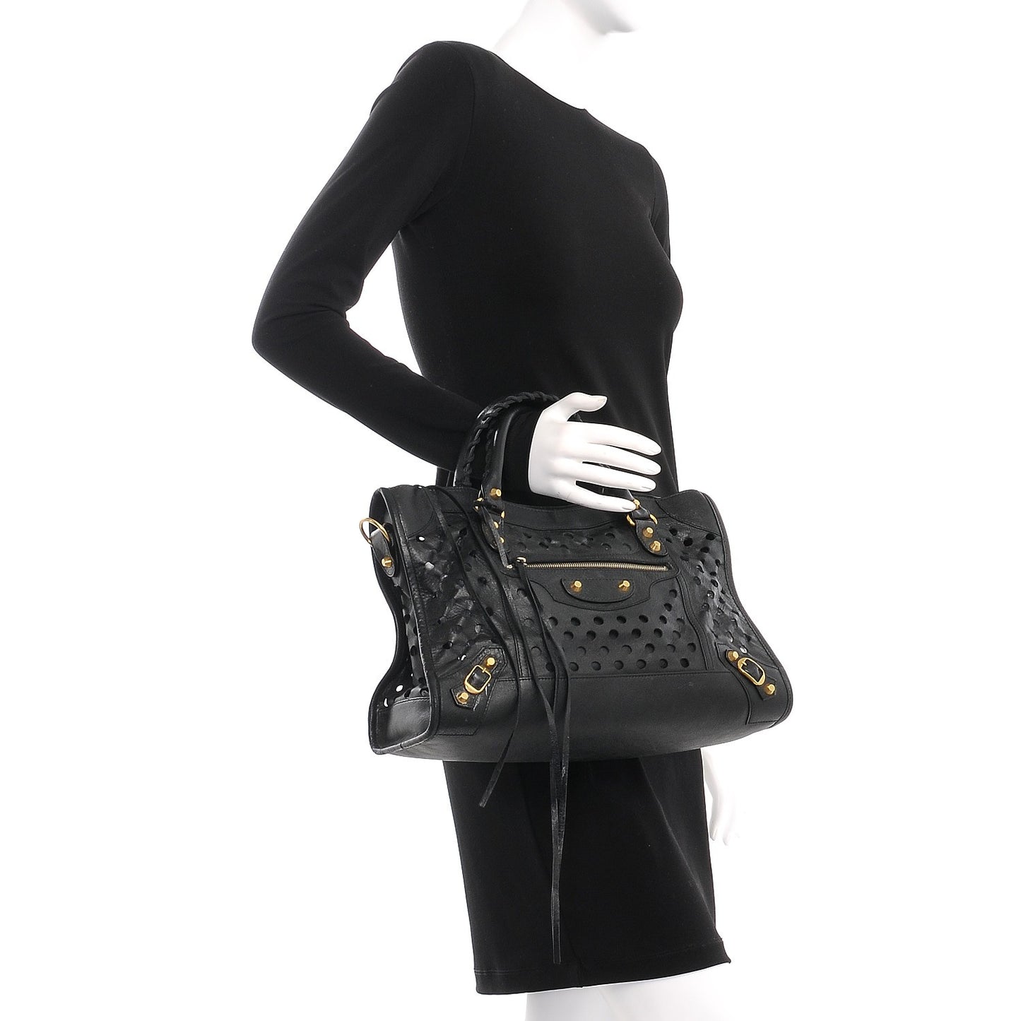 Agneau Classic Hardware Perforated Dot City Black