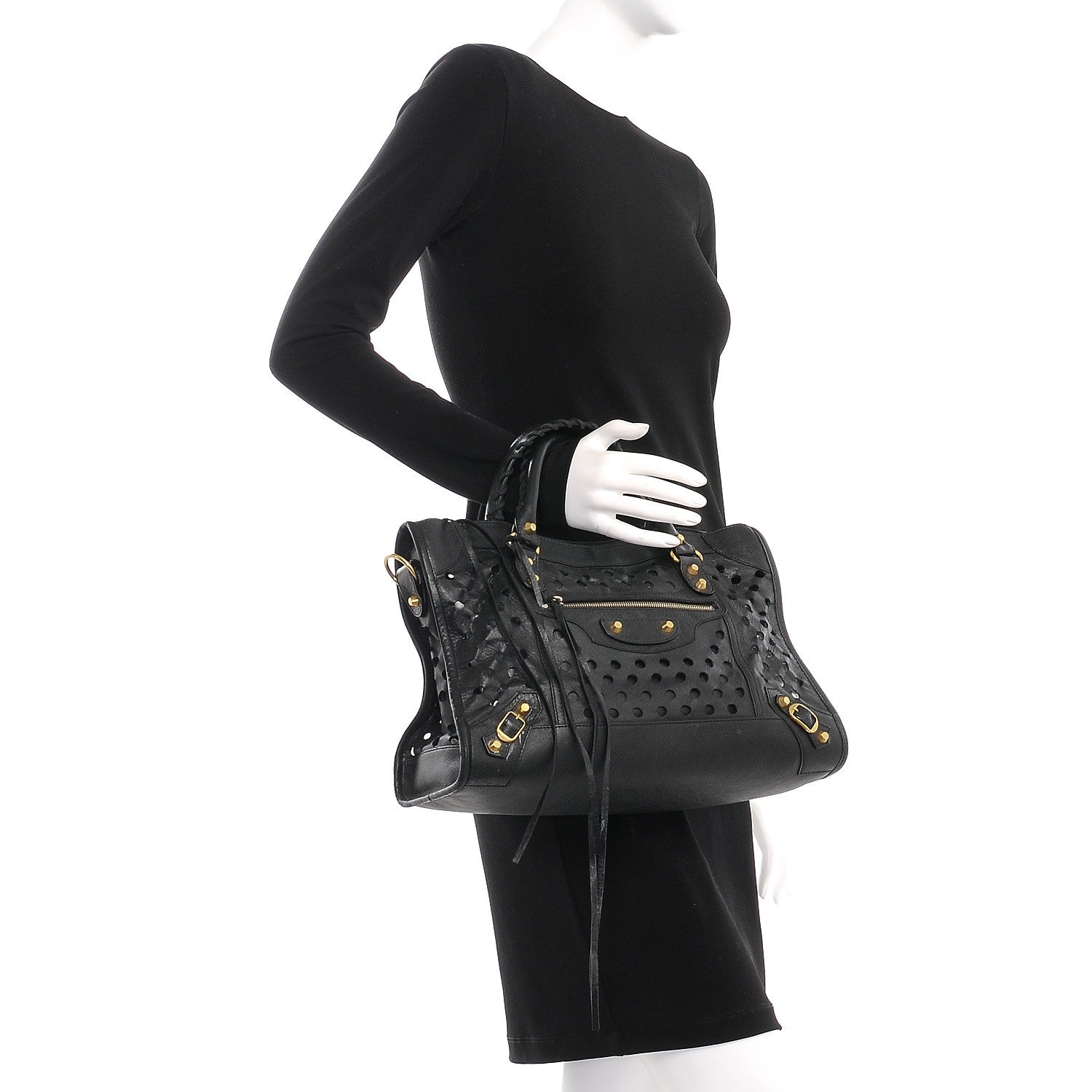 Balenciaga Agneau Classic Hardware Perforated Dot City Black 3 of 11