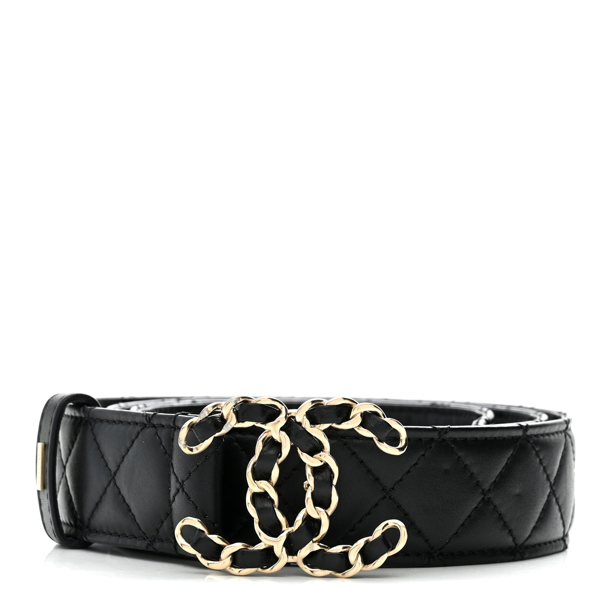 Calfskin Quilted CC Chain Belt 90 36 Black