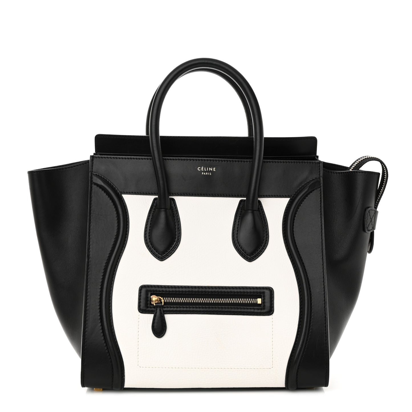 Elephant Calfskin Mini Bi-Color Luggage Black White
