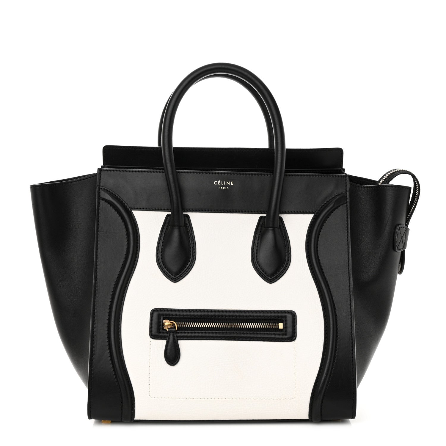 Celine Elephant Calfskin Mini Bi-Color Luggage Black White 1 of 11