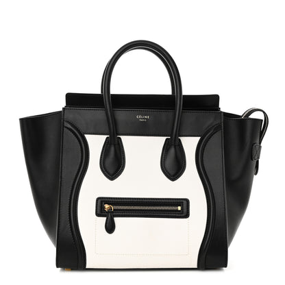Celine Elephant Calfskin Mini Bi-Color Luggage Black White 1 of 11