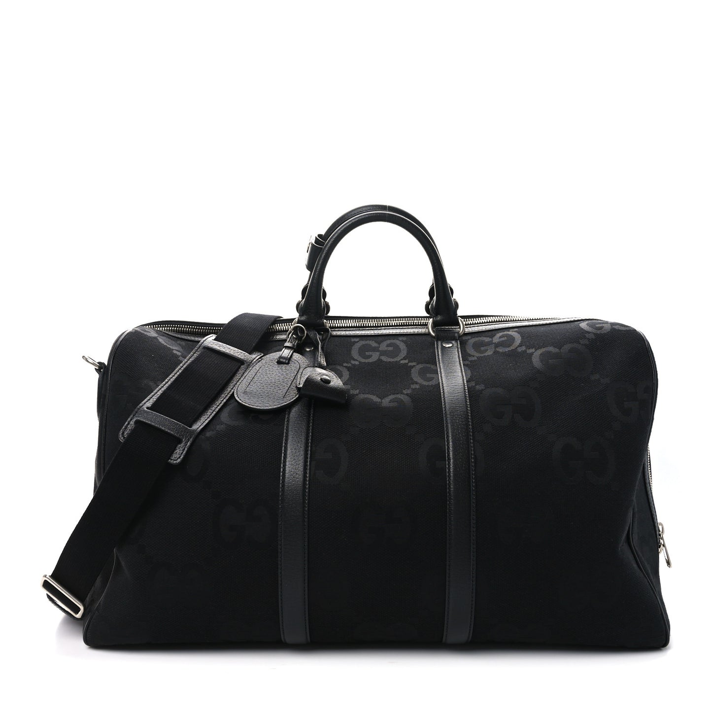 Monogram Jumbo GG Textured Dollar Calfskin Large Duffle Bag Black