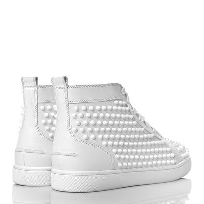 Christian Louboutin Calfskin Mens Louis Spikes Flat Sneakers 42 White 3 of 9