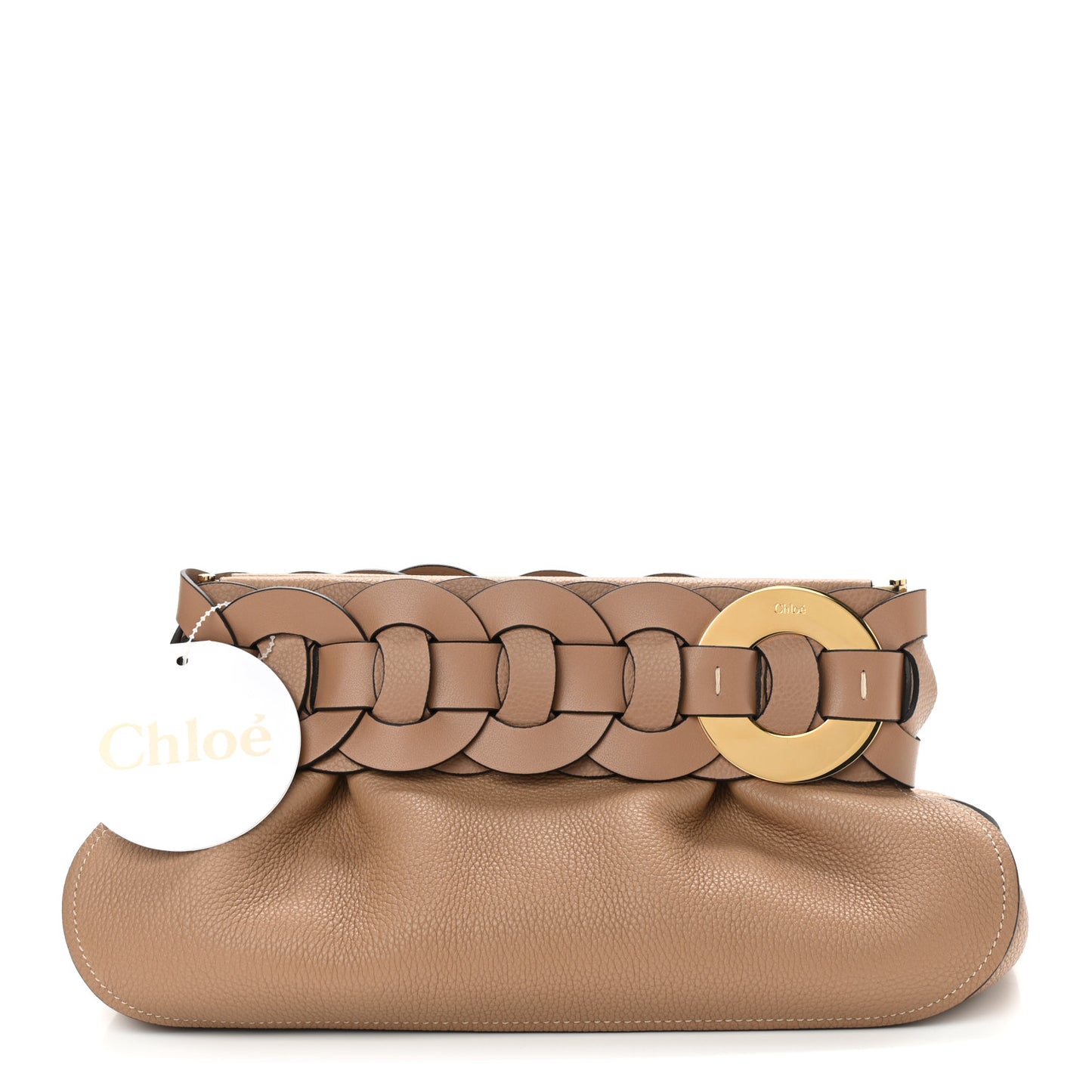 Grained Calfskin Darryl Clutch Cement Brown