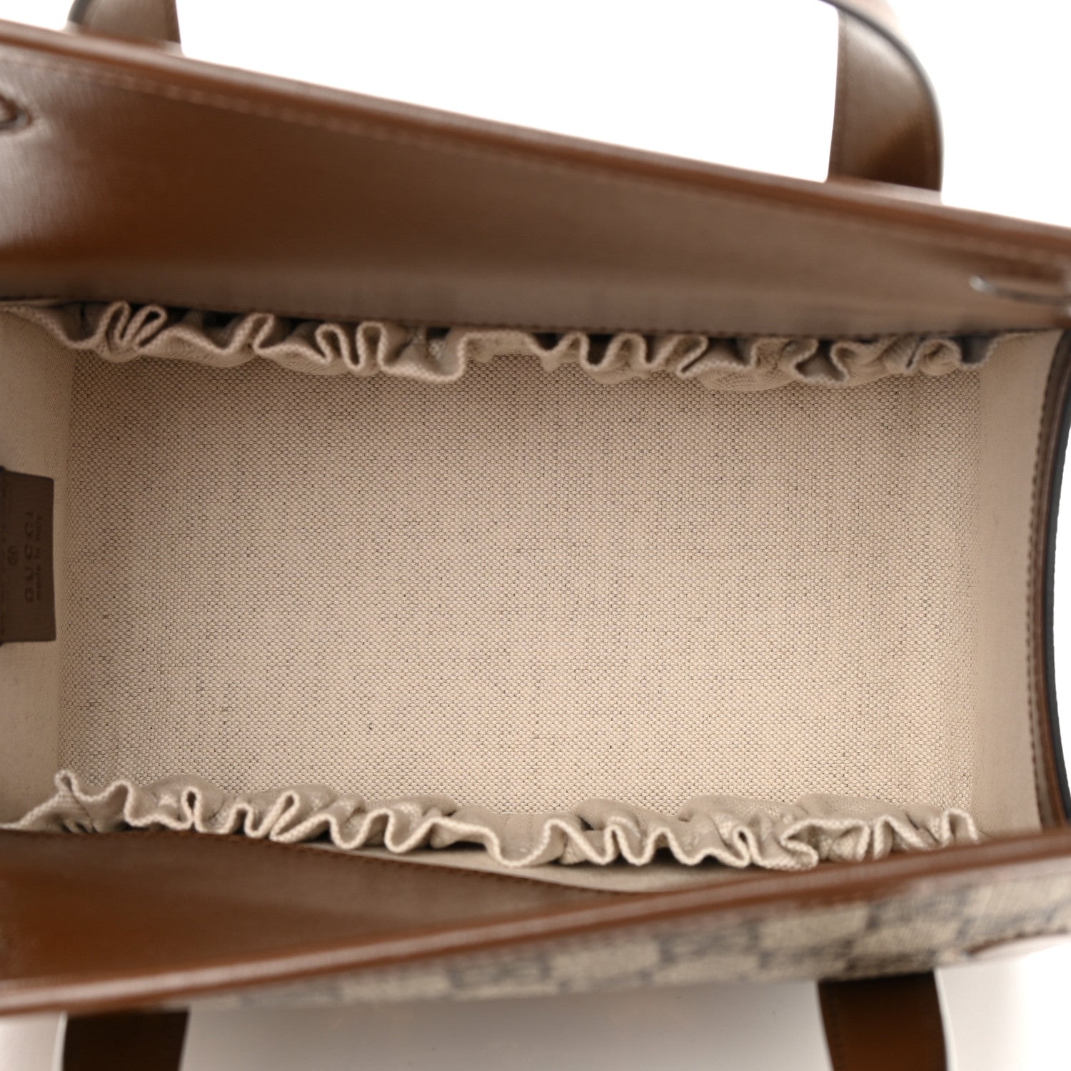 Gucci GG Supreme Monogram Azalea Calfskin Mini Horsebit 1955 Foldover Top Handle Bag Beige Ebony Brown Sugar 5 of 11