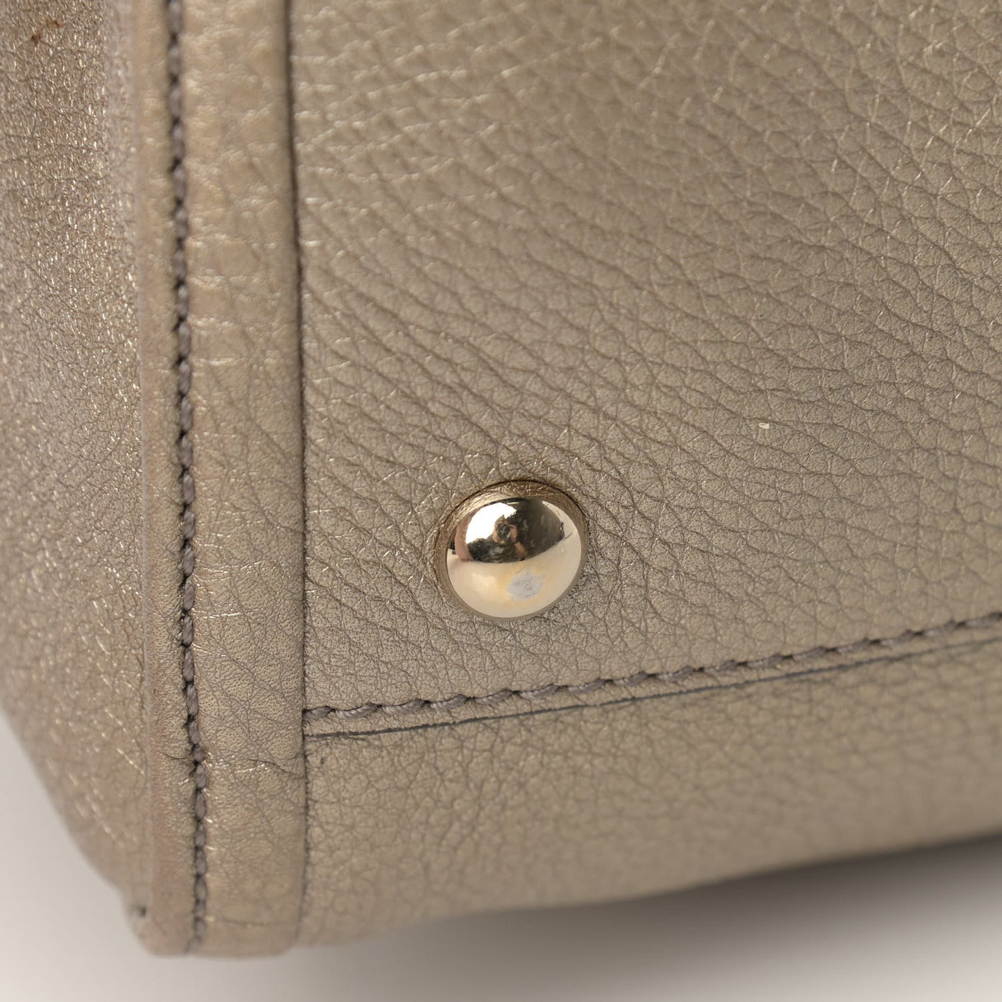 Metallic Pebbled Calfskin Large Soho Chain Shoulder Bag Golden Beige