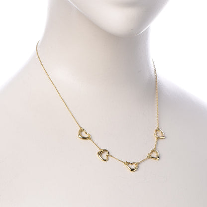 Tiffany 18K Yellow Gold Elsa Peretti 5 Open Heart Station Necklace 2 of 7