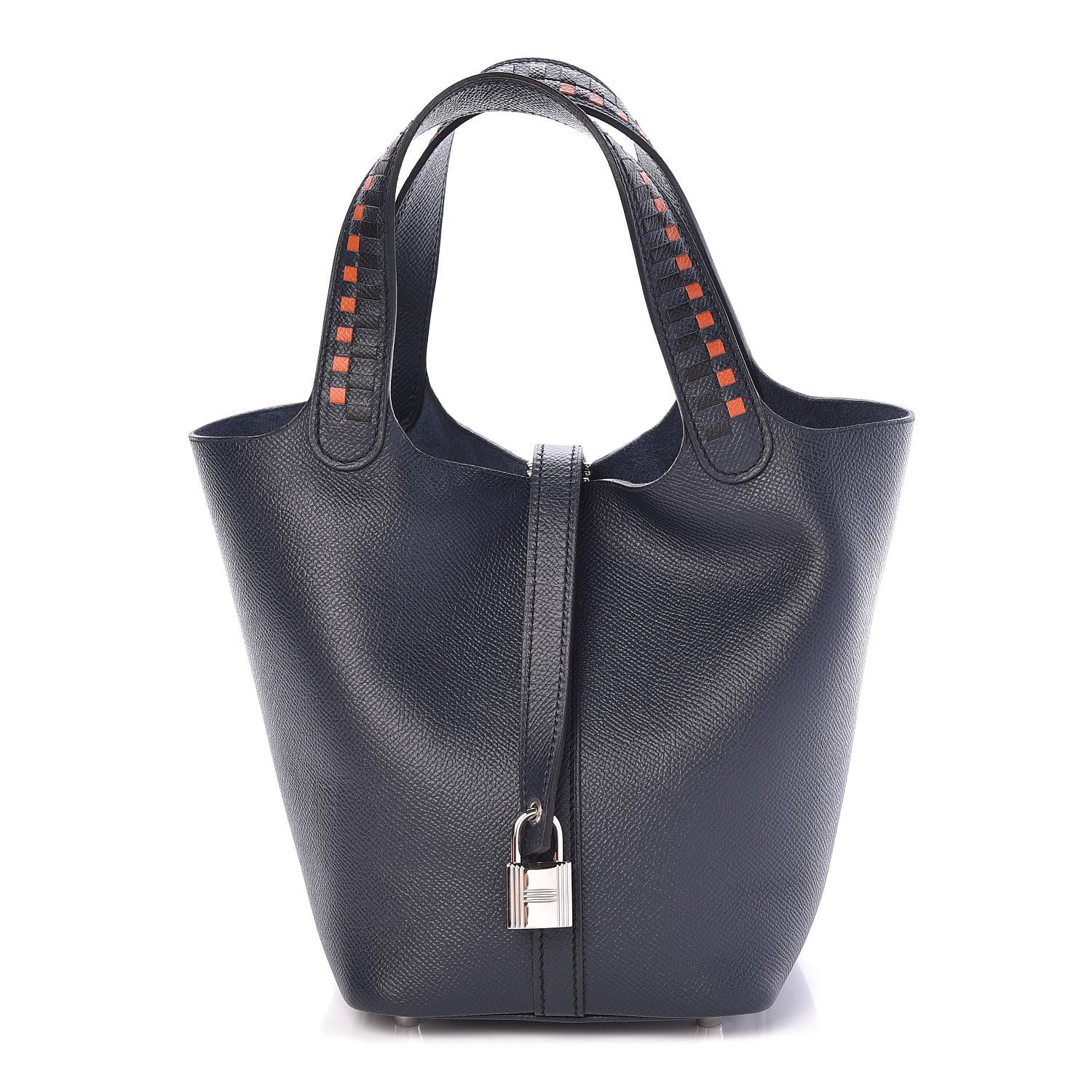 Hermes Epsom Tressage De Cuir Picotin Lock 18 PM Bleu Indigo Black Terre Battue 1 of 9