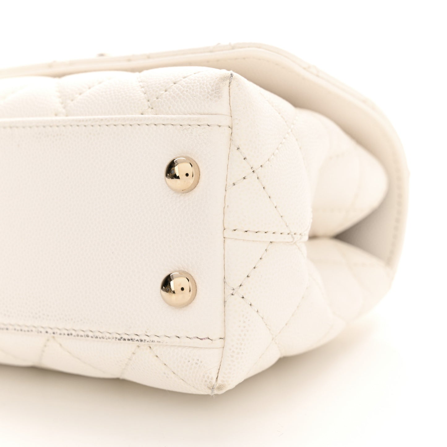 Caviar Quilted Extra Mini Coco Handle Flap White