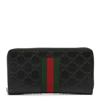 Gucci Guccissima Web Zip Around Wallet Black 1 of 8
