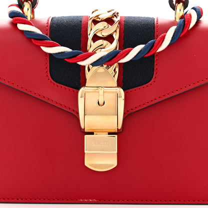 Gucci Calfskin Mini Sylvie Top Handle Bag Hibiscus Red 8 of 11