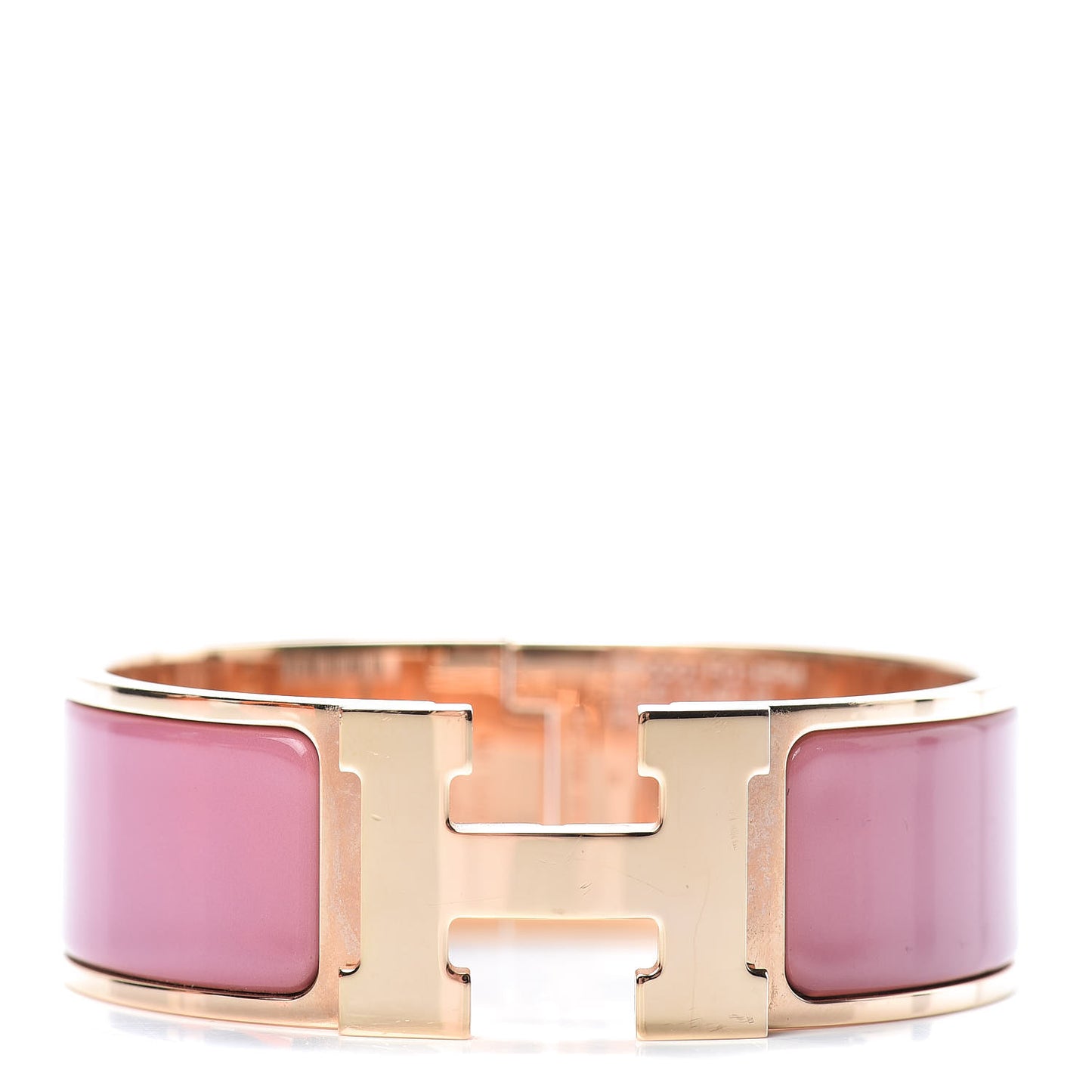 Enamel Wide Clic Clac H Bracelet PM Rose Velours