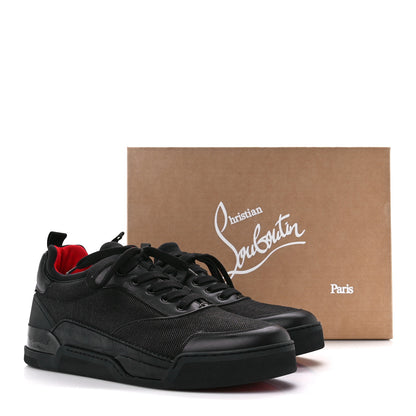 Christian Louboutin Calfskin Tisse Serre Patent Neoprene Aurelien Flat Sneakers 45.5 Black 10 of 10