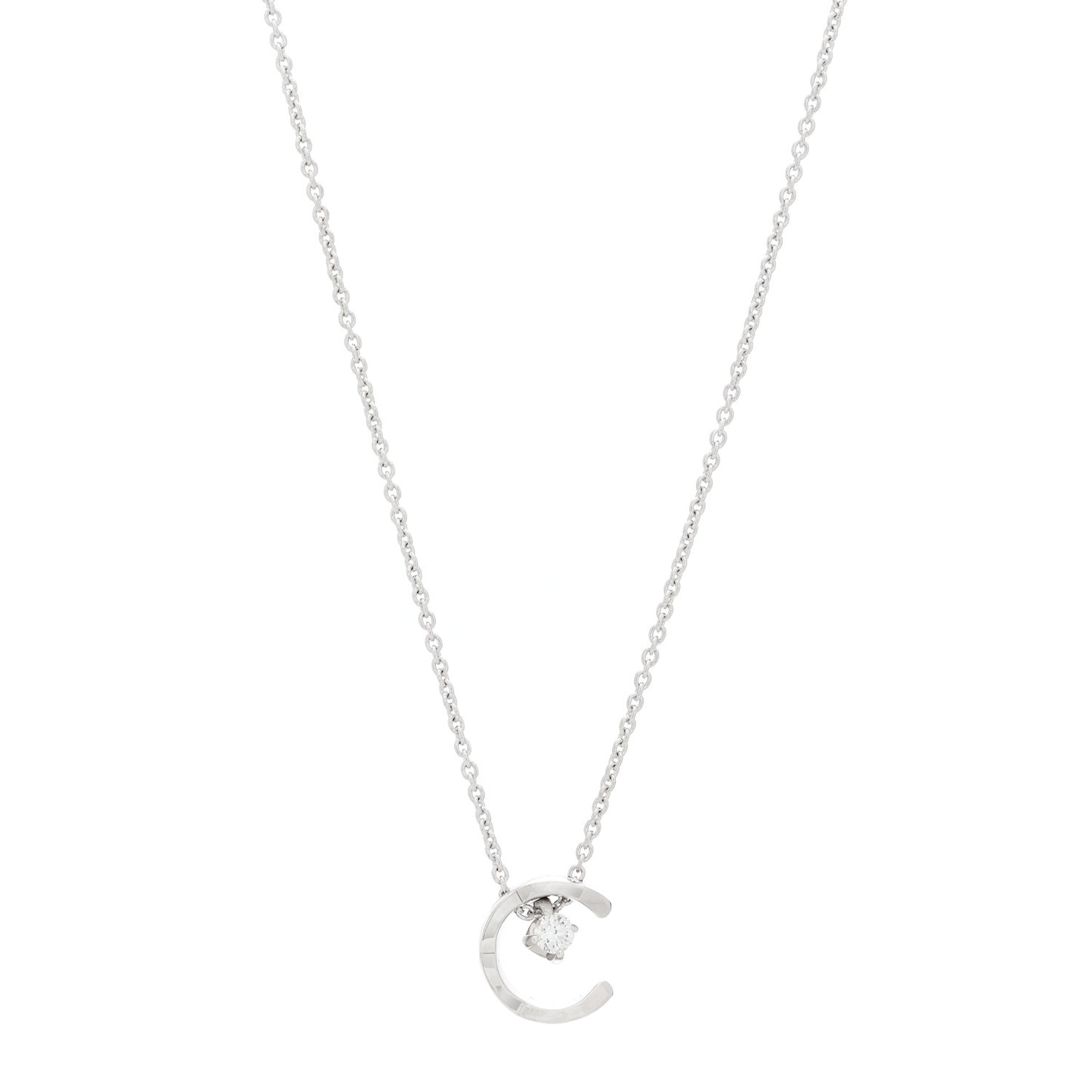 18K White Gold Diamond Coco Crush C Necklace