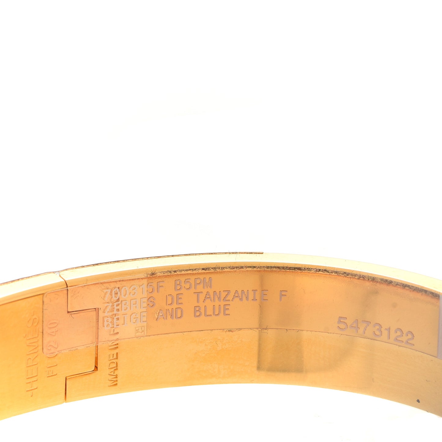 Enamel Narrow Print Zebres De Tanzania Clic Clac H Bracelet PM Beige Blue