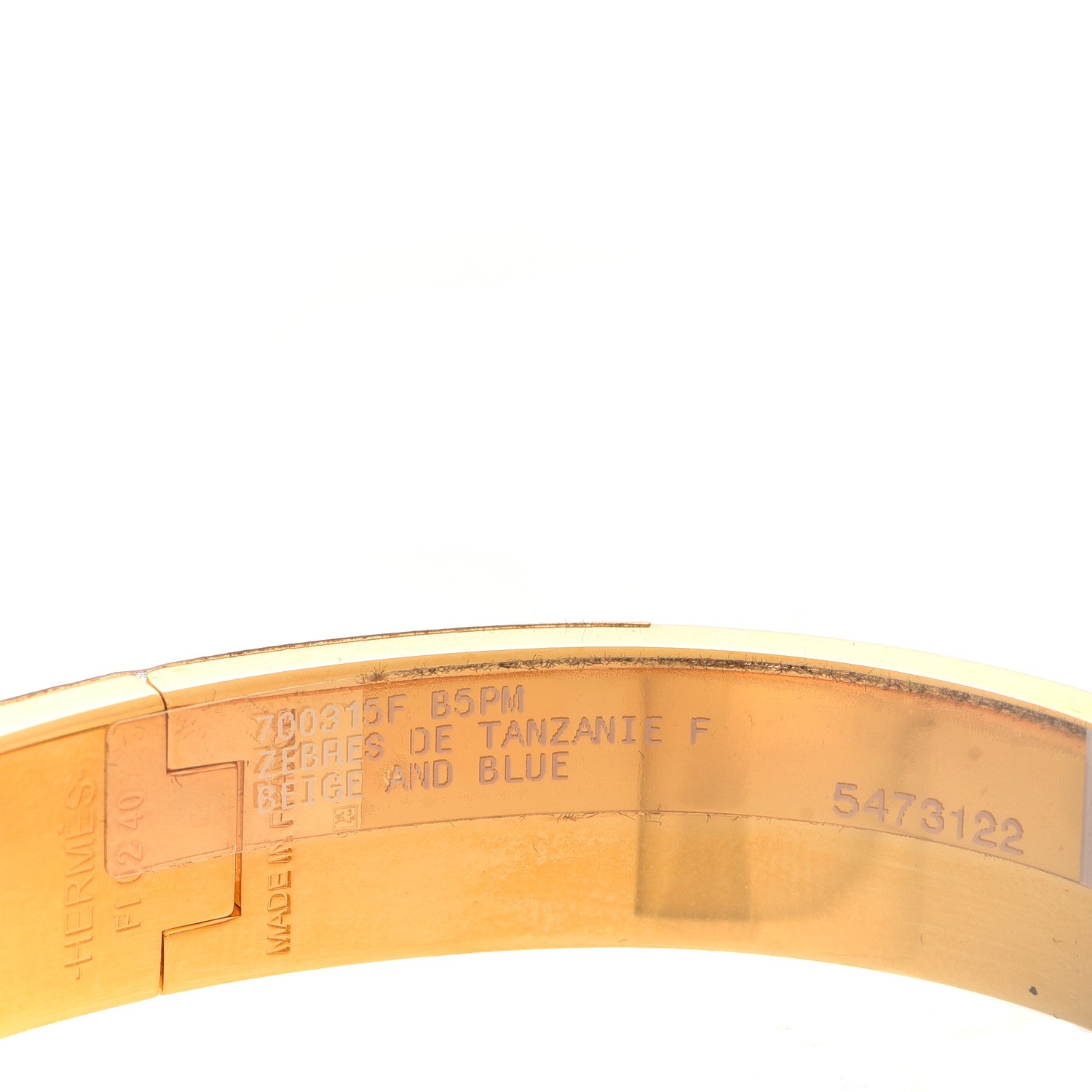 Hermes Enamel Narrow Print Zebres De Tanzania Clic Clac H Bracelet PM Beige Blue 5 of 6