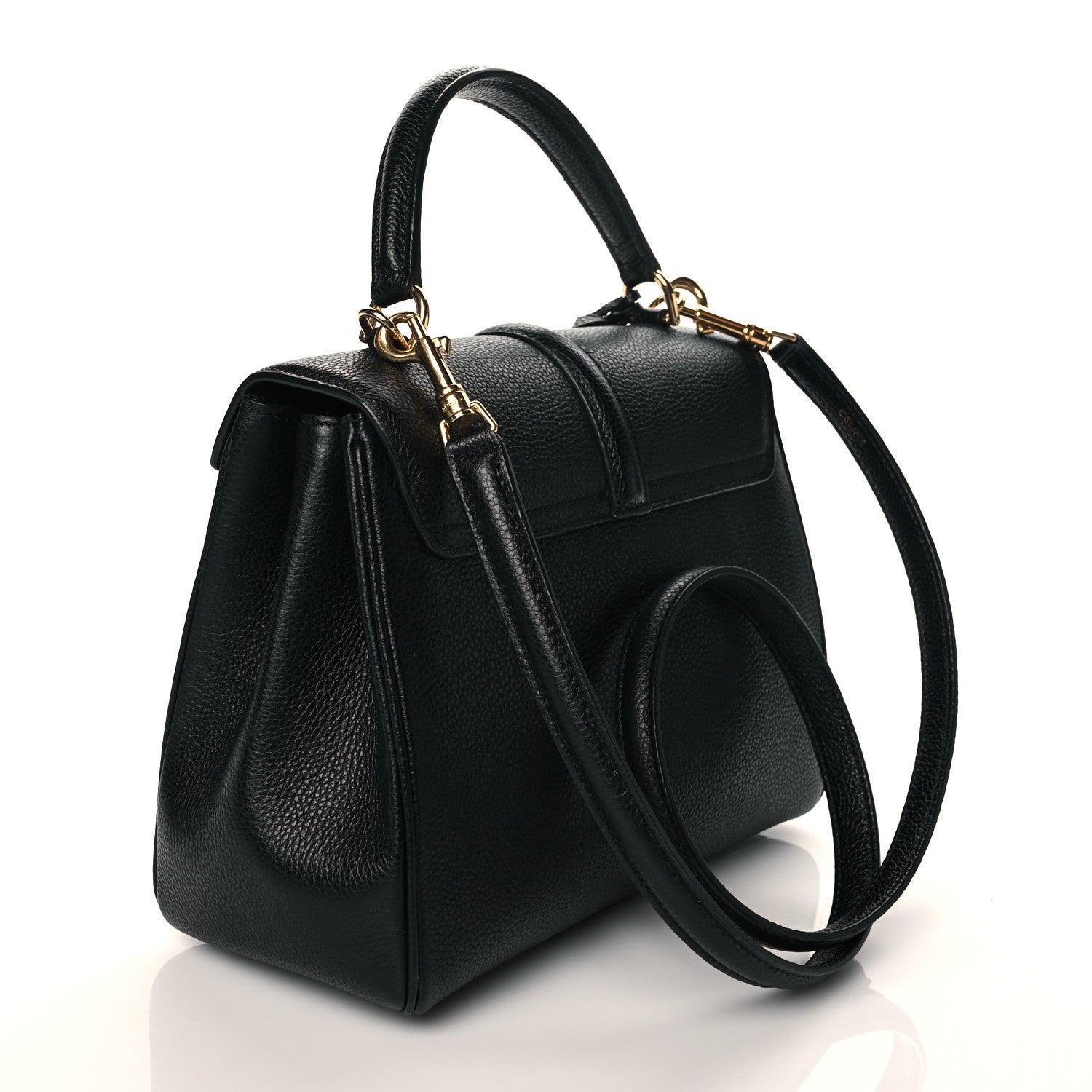 Celine Grained Calfskin Small 16 Top Handle Bag Black 3 of 10