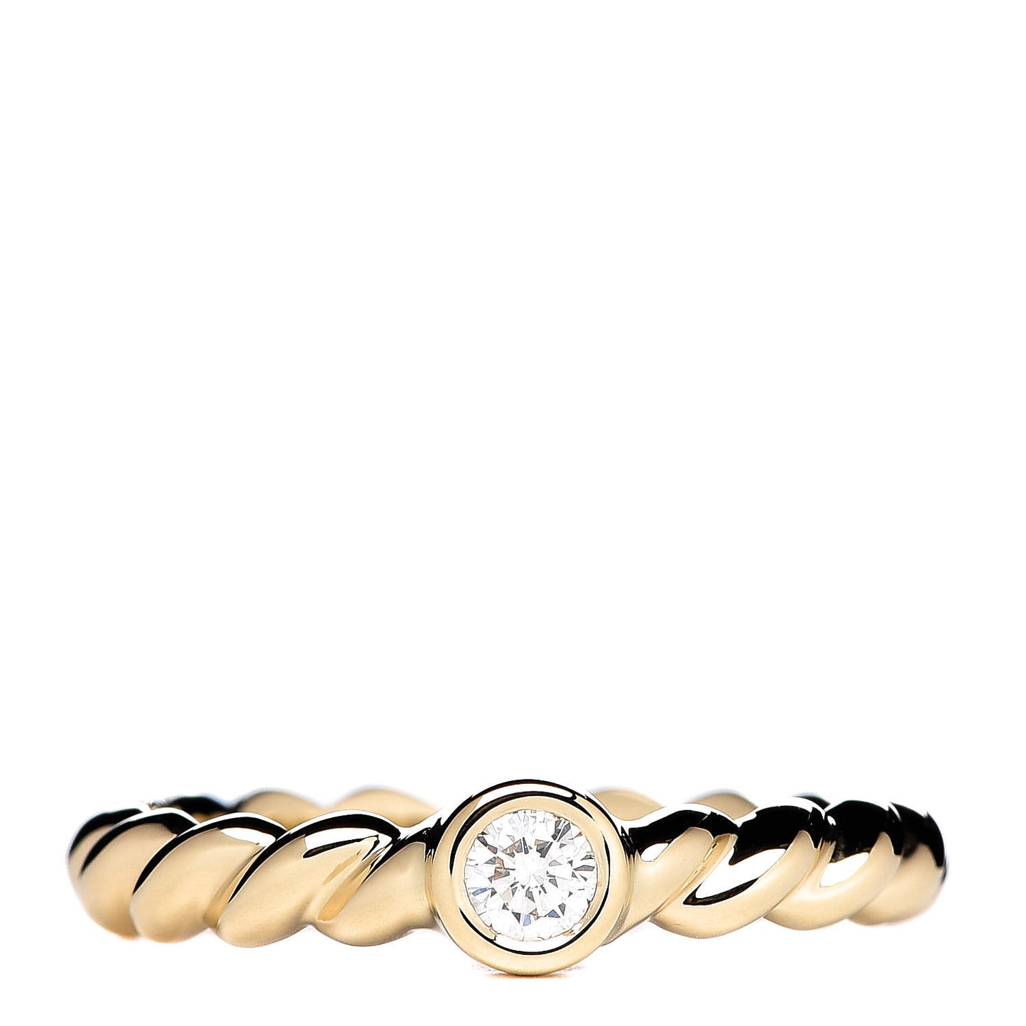 18K Yellow Gold Diamond Twist Solitaire Ring 52 6