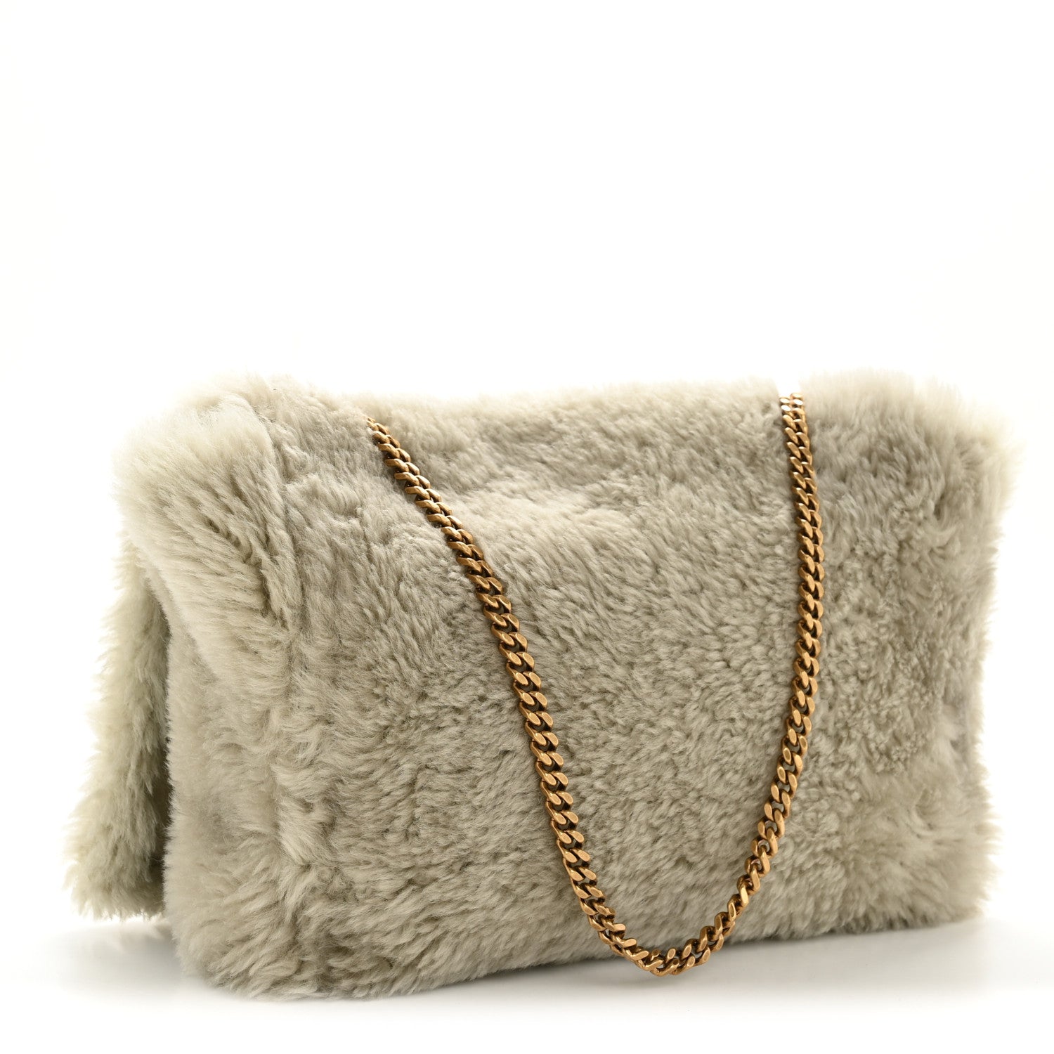 Saint Laurent Shearling Calfskin Medium Reversible Monogram Kate Satchel Grey 3 of 11