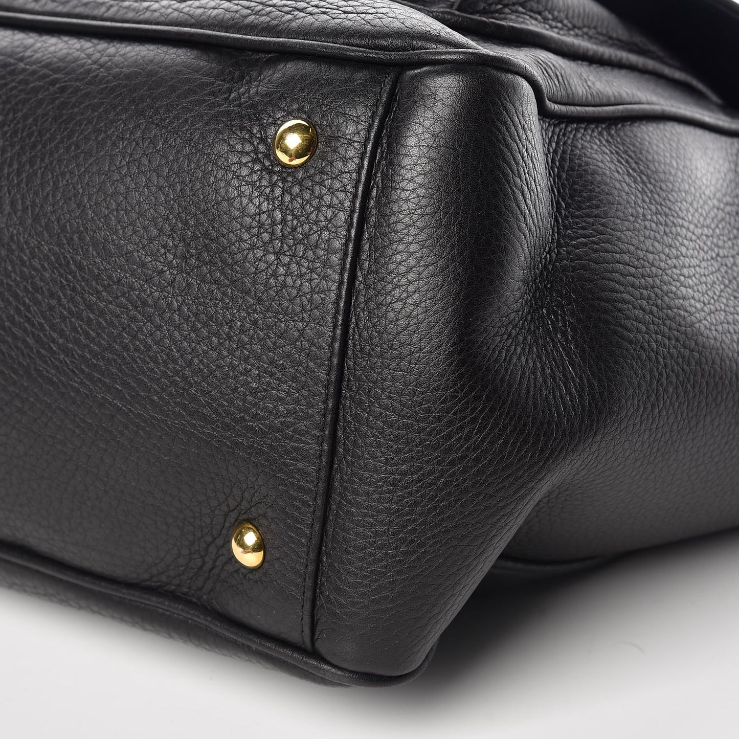 Pebbled Calfskin Medium 1973 Top Handle Satchel Black